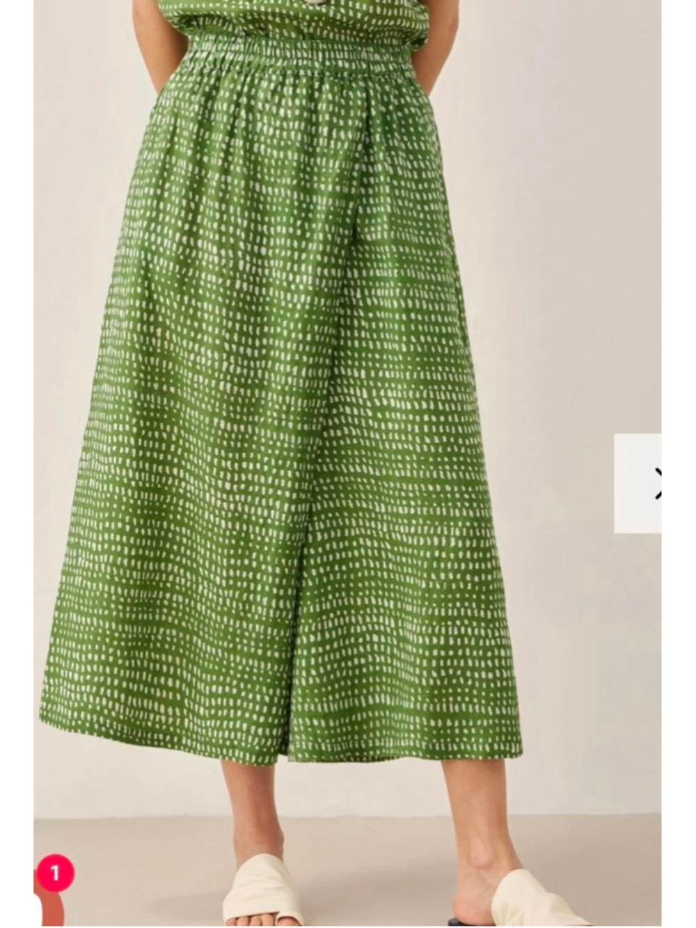 Lintico 100% Linen Dot Skirt-Pants with Elastic Waist LUMI Size XXL